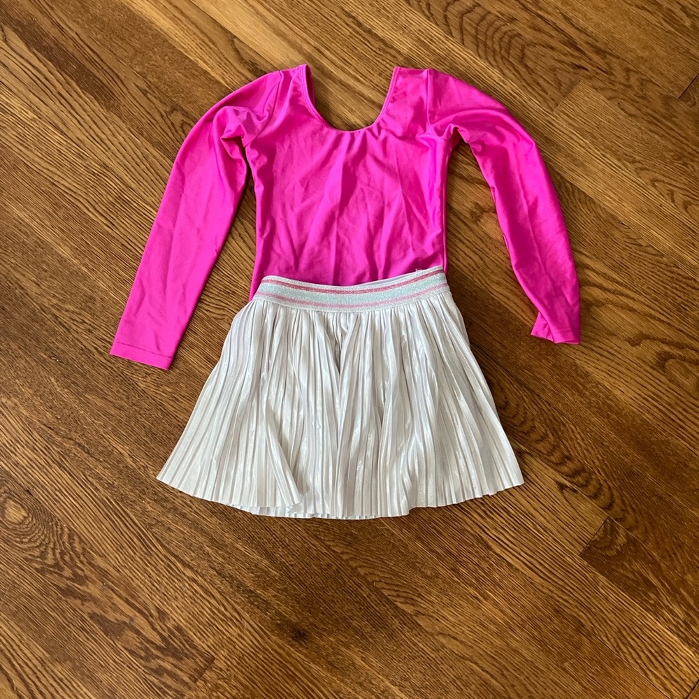 Kate Spade size 4 skirt pink silver and Pink unbranded leotard dance